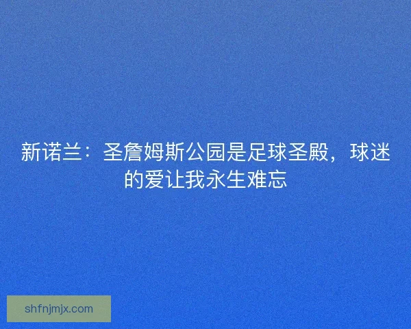 新诺兰：圣詹姆斯公园是足球圣殿，球迷的爱让我永生难忘