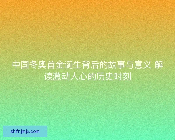 中国冬奥首金诞生背后的故事与意义 解读激动人心的历史时刻
