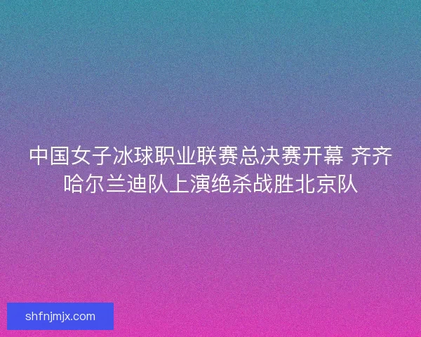 中国女子冰球职业联赛总决赛开幕 齐齐哈尔兰迪队上演绝杀战胜北京队
