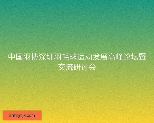中国羽协深圳羽毛球运动发展高峰论坛暨交流研讨会