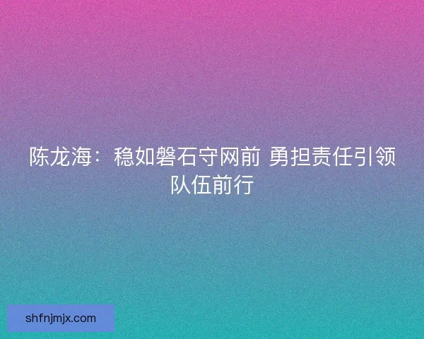 陈龙海：稳如磐石守网前 勇担责任引领队伍前行